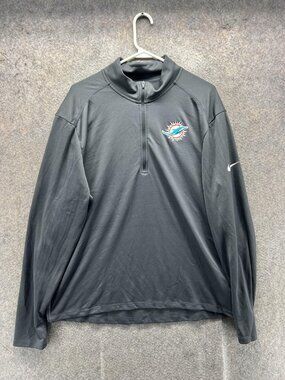 Miami Dolphins Shirt Mens XL Gray NFL Football Nike Dri Fit Quarter Zip